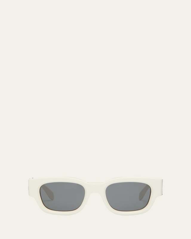 Posey White Acetate & Metal Square Sunglasses